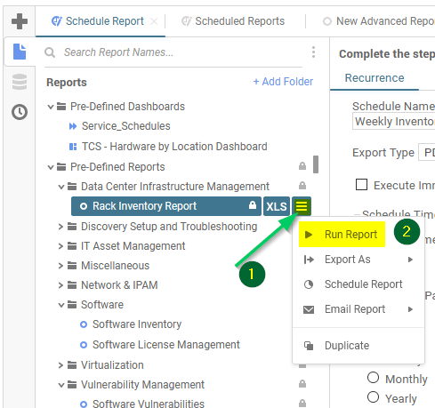 Configuring and running reports using Device42’s Advanced Reporting Engine