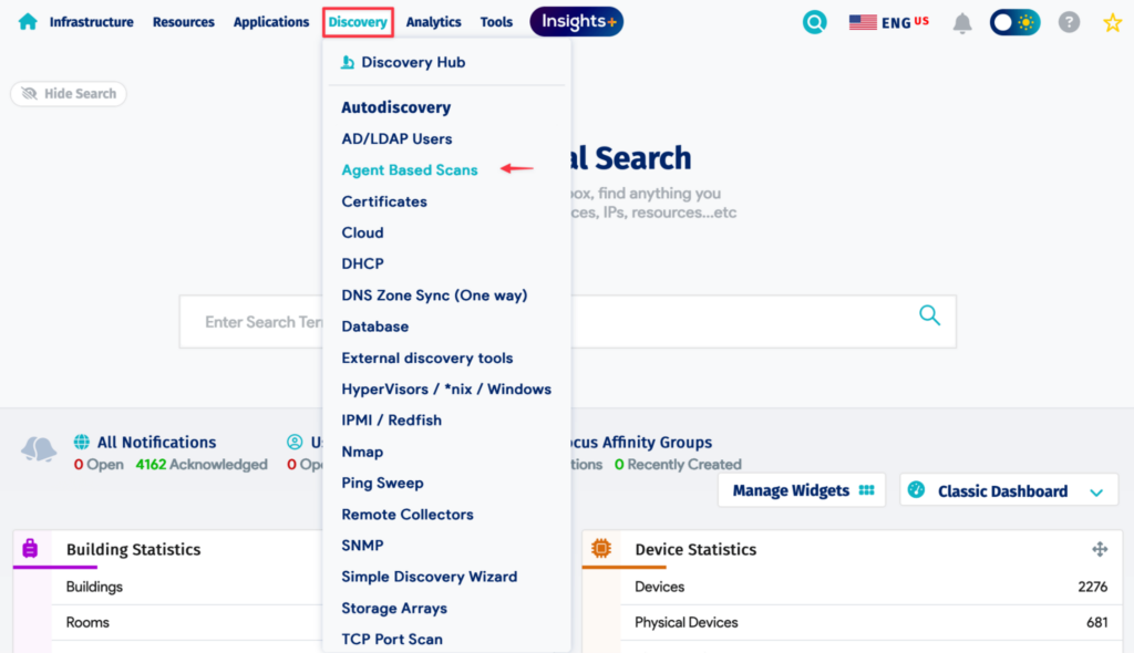 Different discovery options with Device42